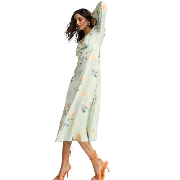 & Other Stories Button Detail Midi Floral Green Dress NWOT - Picture 3 of 14